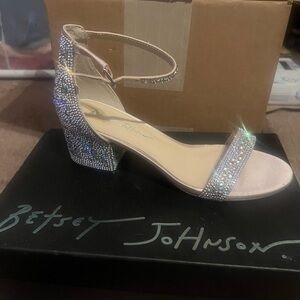 Betsey Johnson Silver Heels Sparkle Elegance